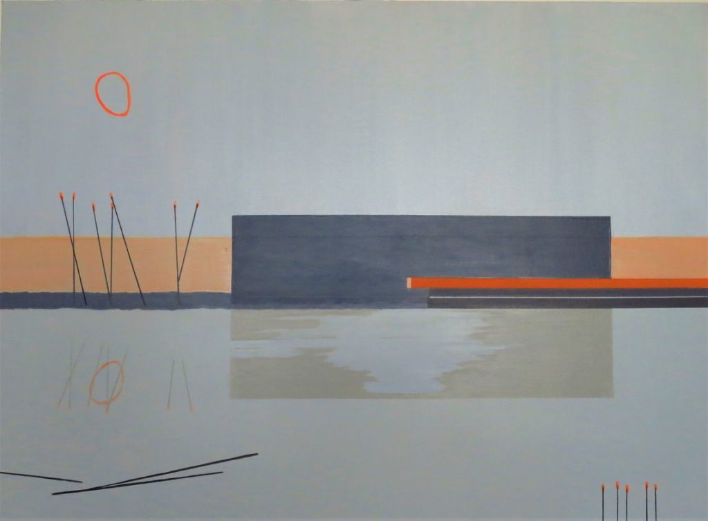 Chantier 40, acrylique sur toile, 73 x 100 cm, 2017 
entre abstrait et figuratif
gris orange